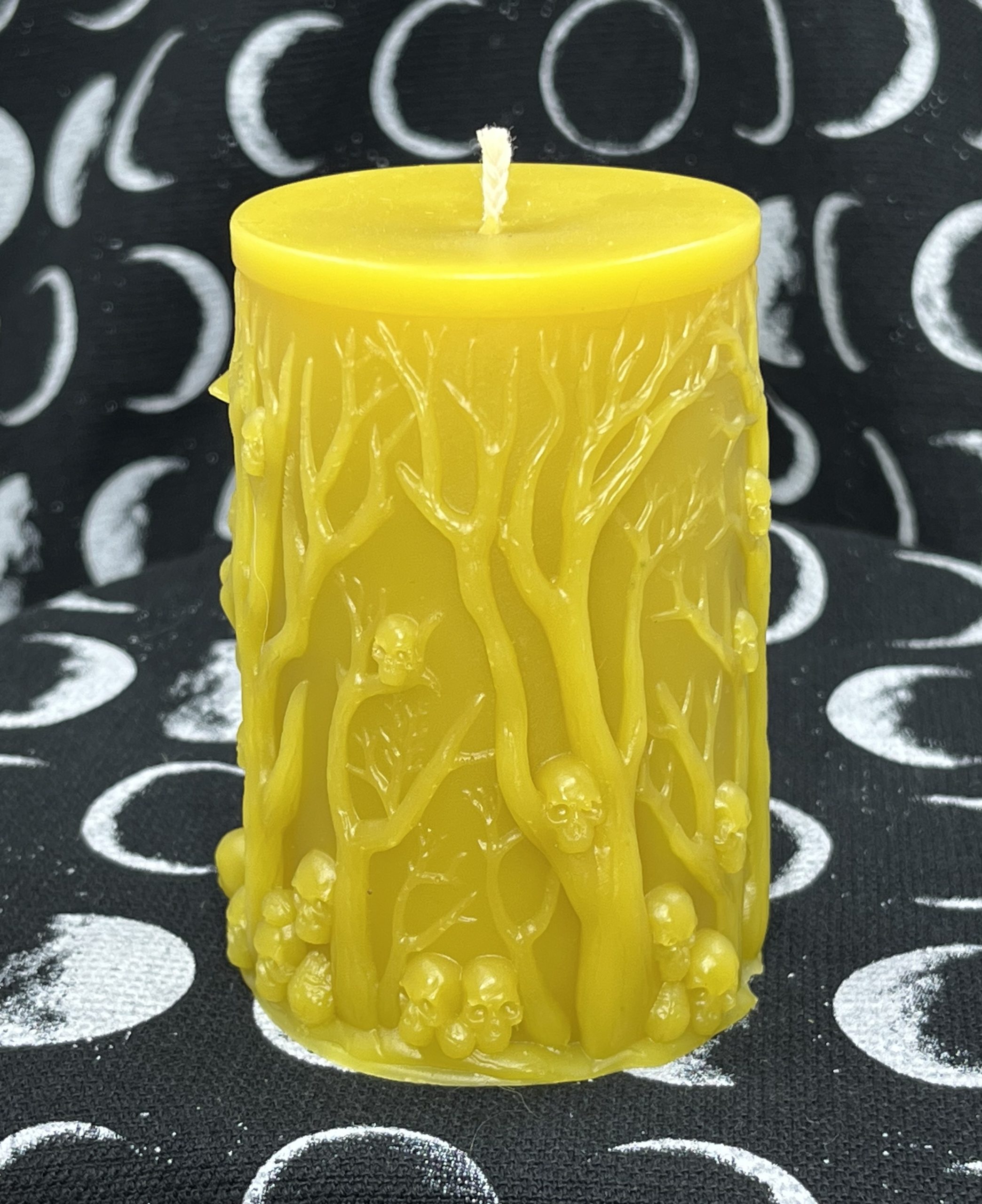 Witch with Skulls Pillar Beeswax Candle - Image 2