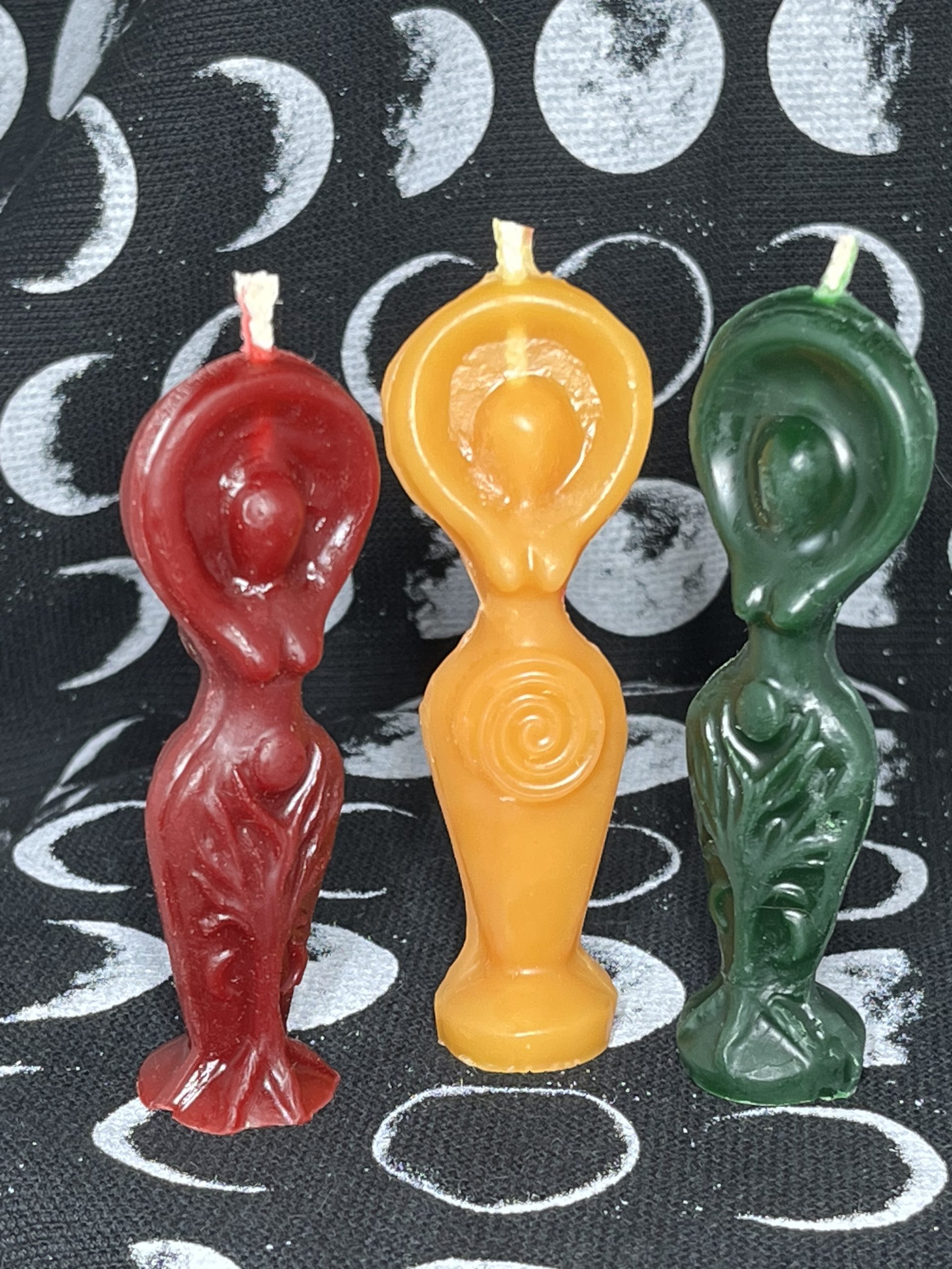Triple Goddess Beeswax Chime Candle Set