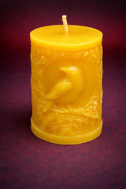 Raven Pillar Beeswax Candle