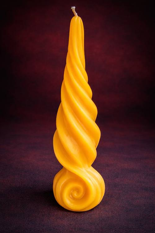 Spiral Energy Beeswax Candle - honeycomb