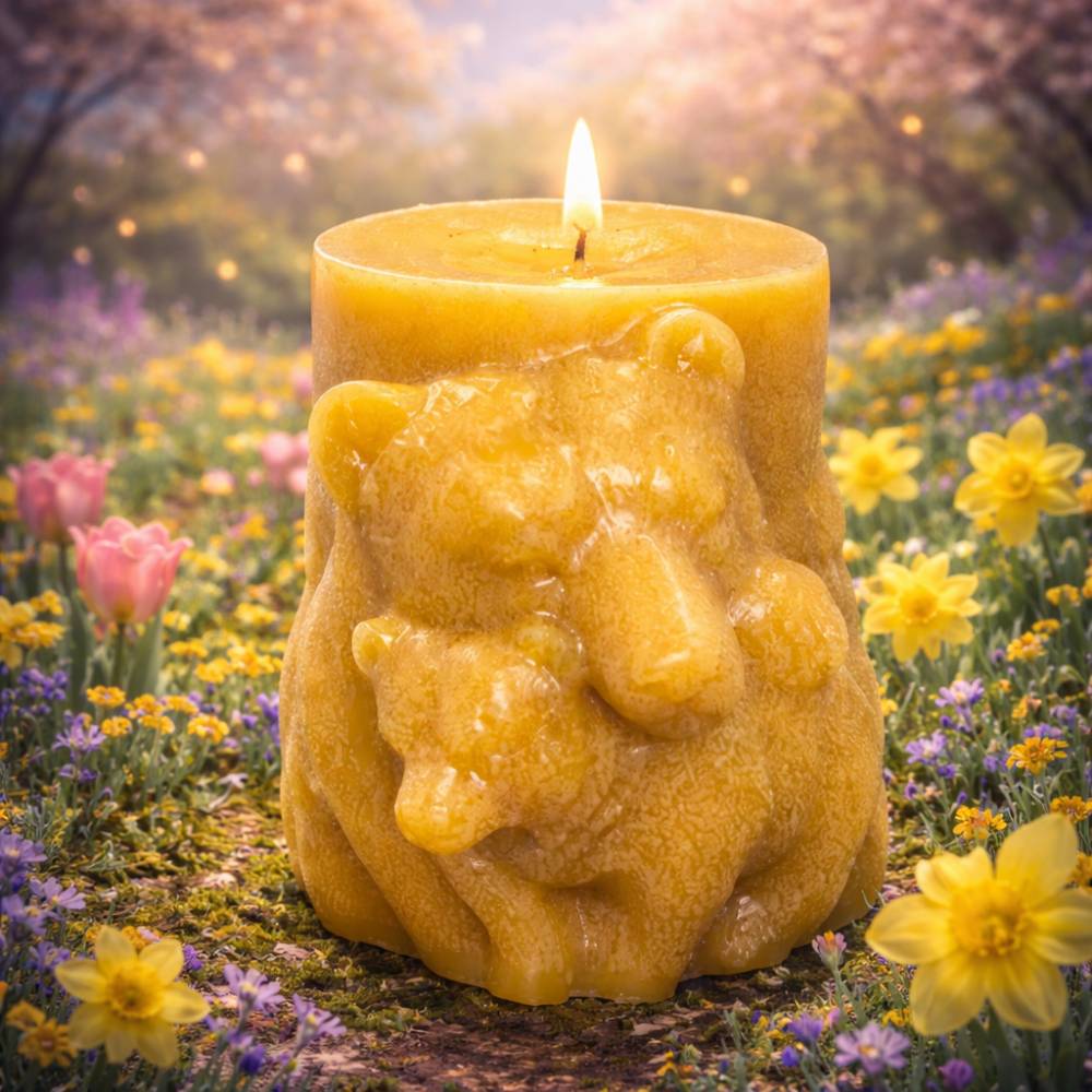 Beeswax bear candle