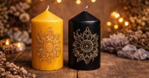 engraved beeswax candles